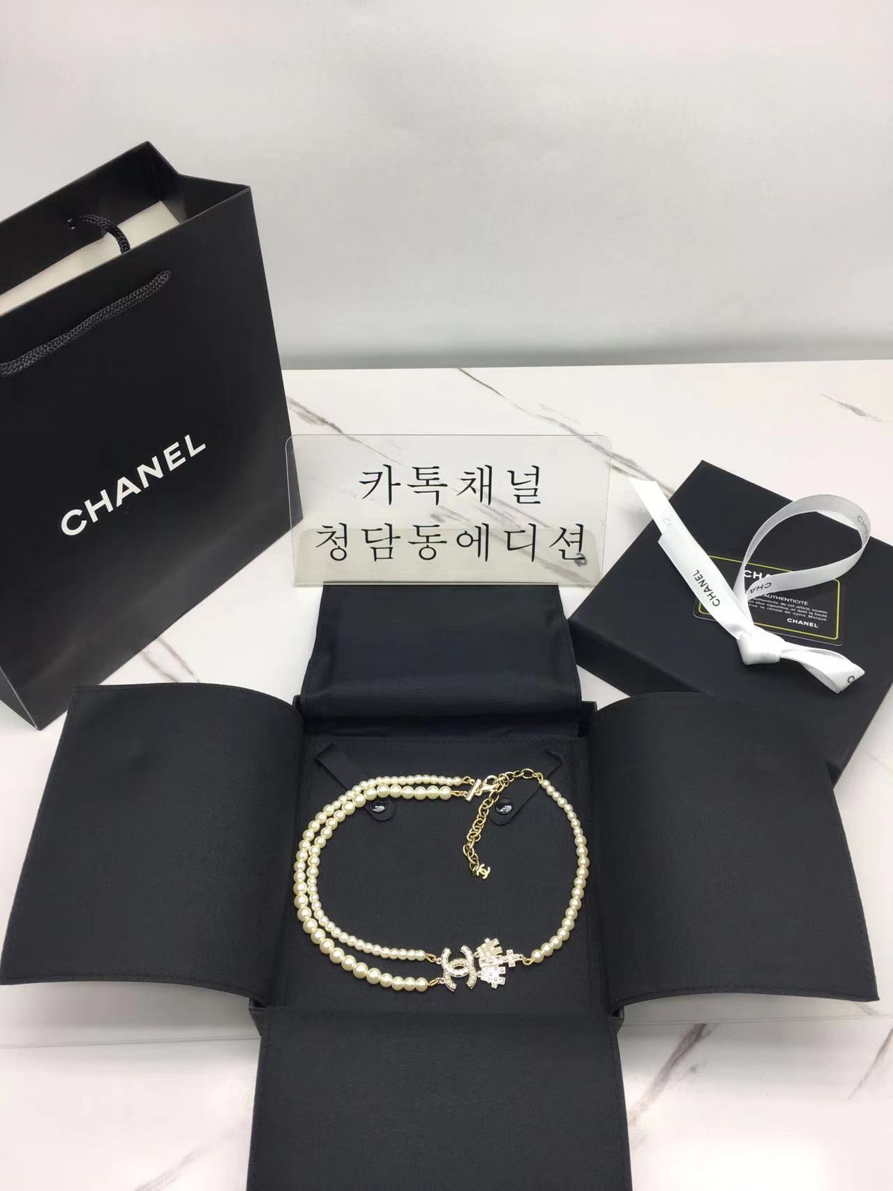 샤넬 chanel 크라운 펄 더블 목걸이