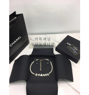 샤넬 chanel 펄 레터링 목걸이