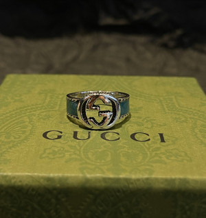 구찌 gucci 인터로킹 더블 G 그린 반지